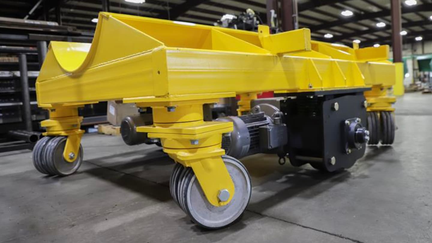 Crushing It: Motorized Flaker Cart Moves 8 ton Rollers In Spark-Free Facility.