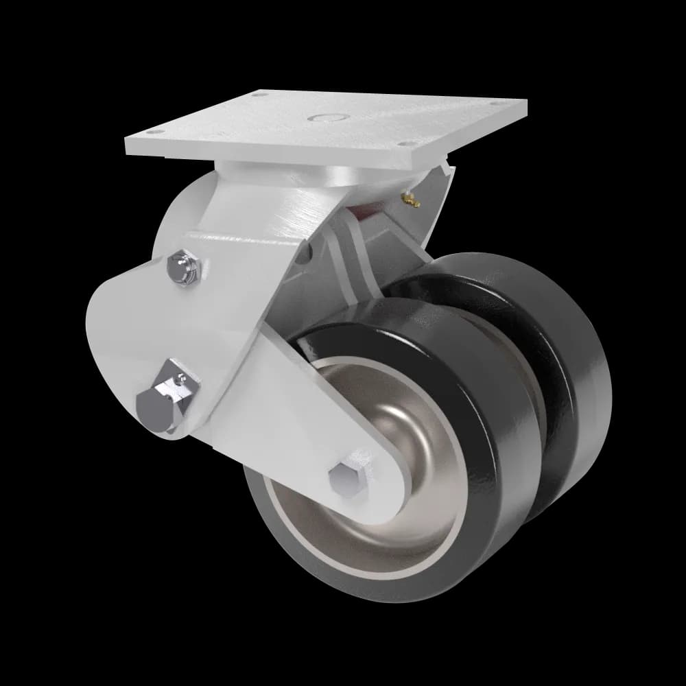 10x4 Dual Wheel Mold On Rubber Aluminum Spring Loaded Swivel Caster