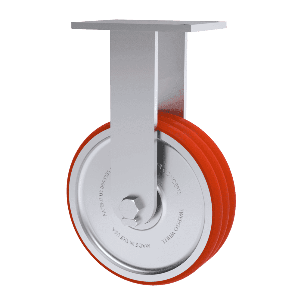 10x3 T/R Polyurethane Rigid Caster W/ TWERGO Wheel