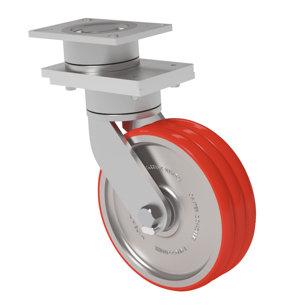 10x3 T/R Polyurethane Swivel On Swivel (SoS) Caster W/ TWERGO Wheel