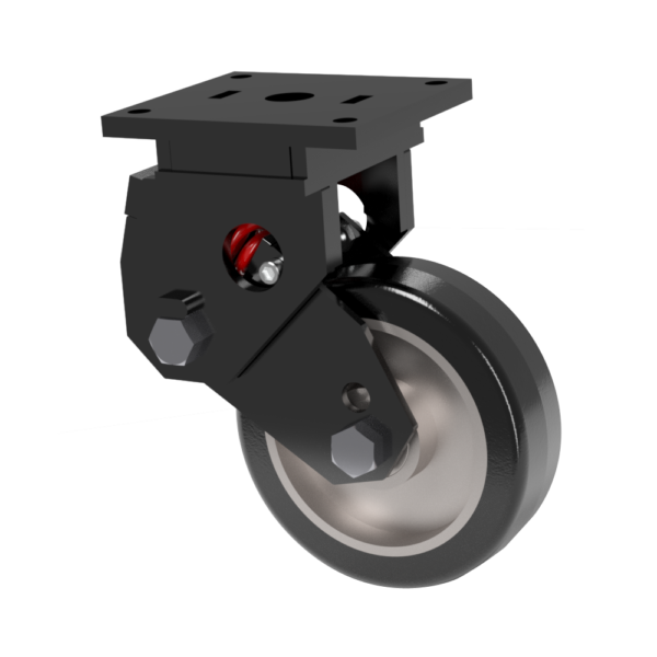 8x2.5 Mold On Rubber Aluminum Spring Loaded Swivel Caster