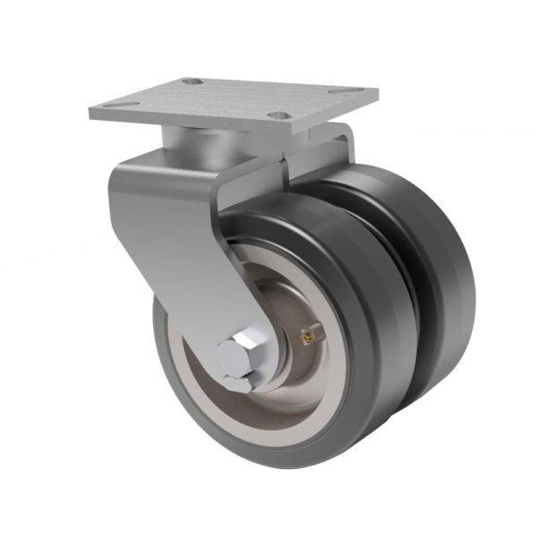 8x3 Dual Wheel Mold On Rubber Swivel Caster